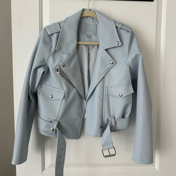 Blank NYC Sky Blue Leather Jacket - Picture 2 of 4